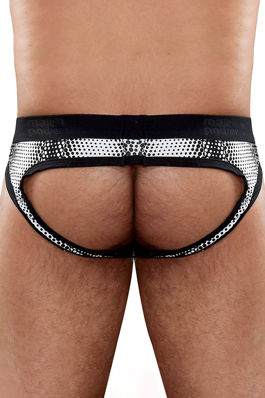 Male Power Black/White Geometric-Dot Jock-Brief