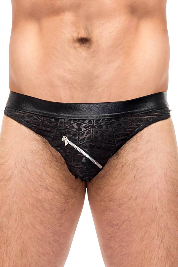 Male Power Black Zip-It 2X Zip Bikini Brief