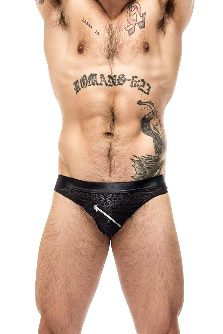 Male Power Black Zip-It 2X Zip Bikini Brief