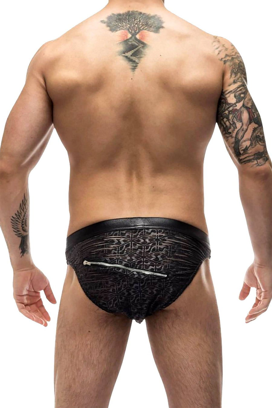 Male Power Black Zip-It 2X Zip Bikini Brief