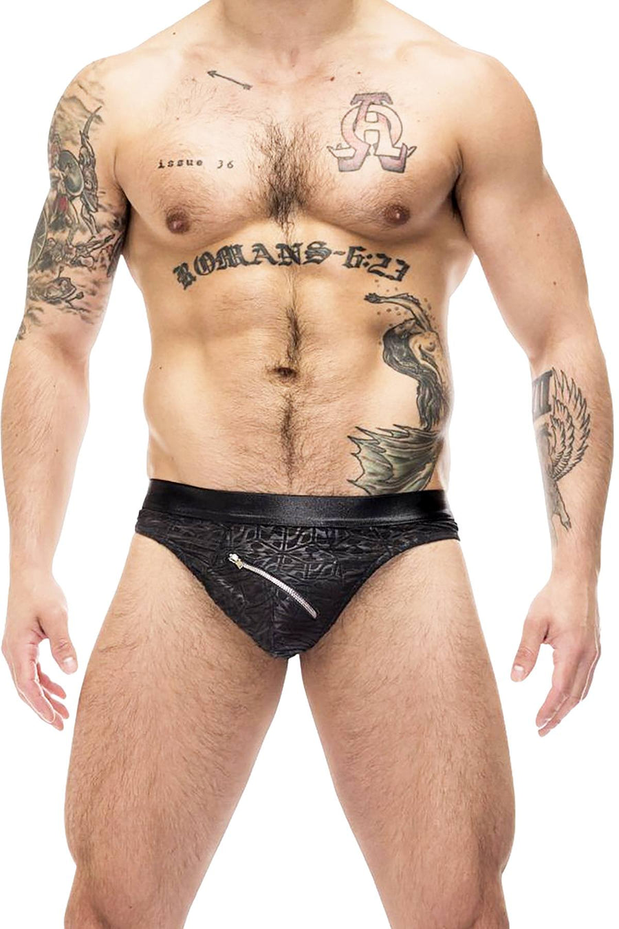Male Power Black Zip-It Zip Thong