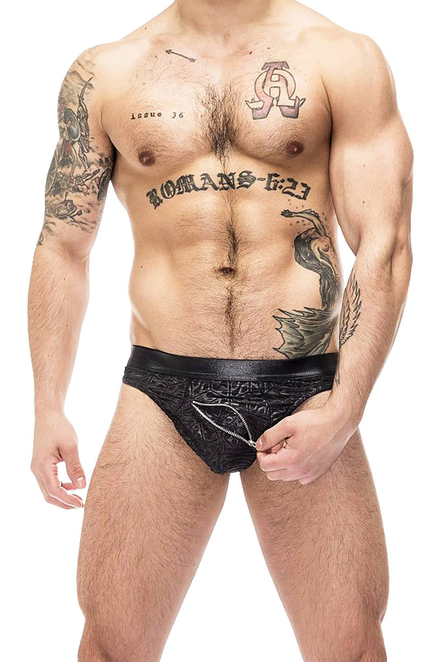 Male Power Black Zip-It Zip Thong