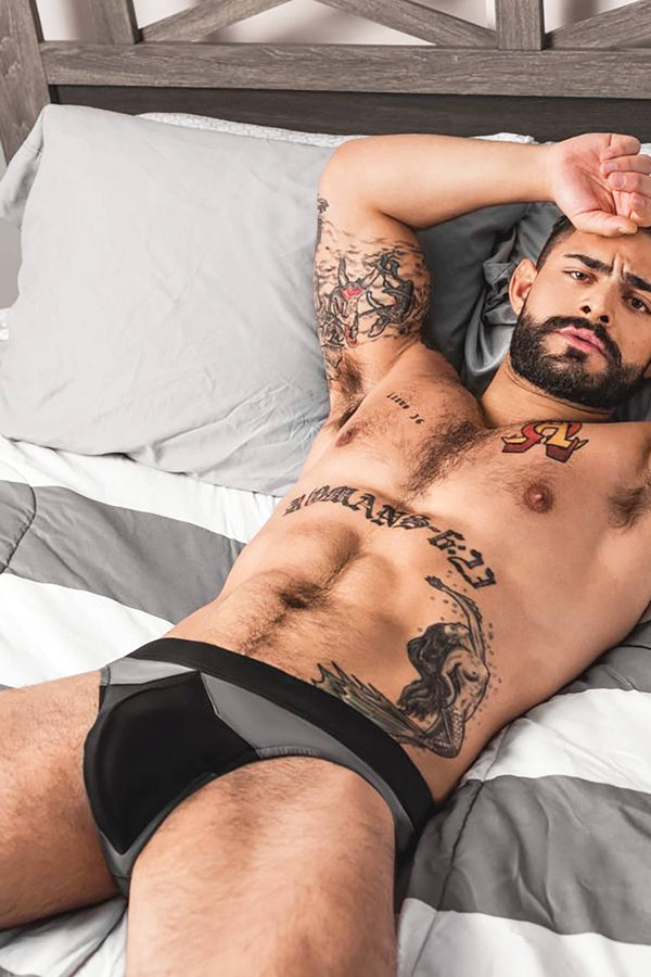 Male Power Grey/Black Iron-Clad Bikini Brief