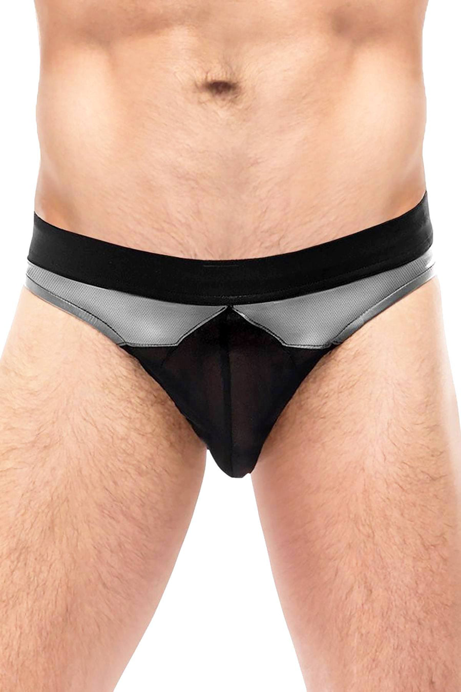 Male Power Grey/Black Iron-Clad Thong