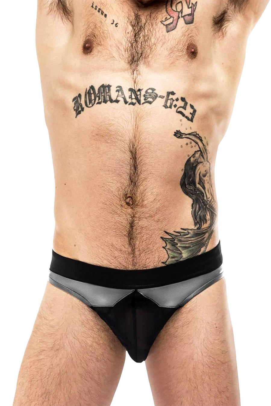 Male Power Grey/Black Iron-Clad Thong
