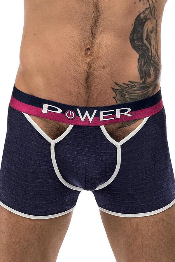 Male Power Navy-Blue French Terry Cut-Out Boxer Brief