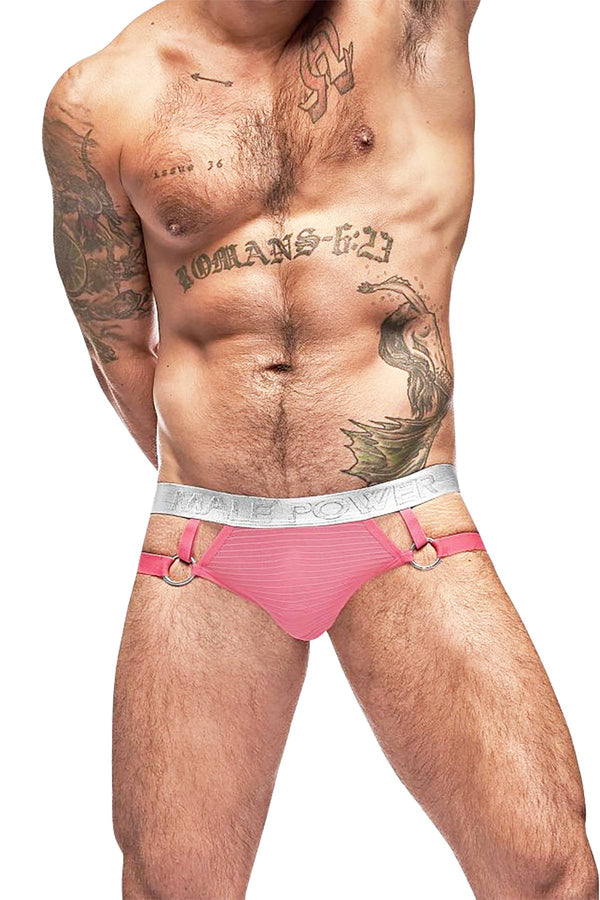 Male Power Salmon Mesh/Rib Ring Jock