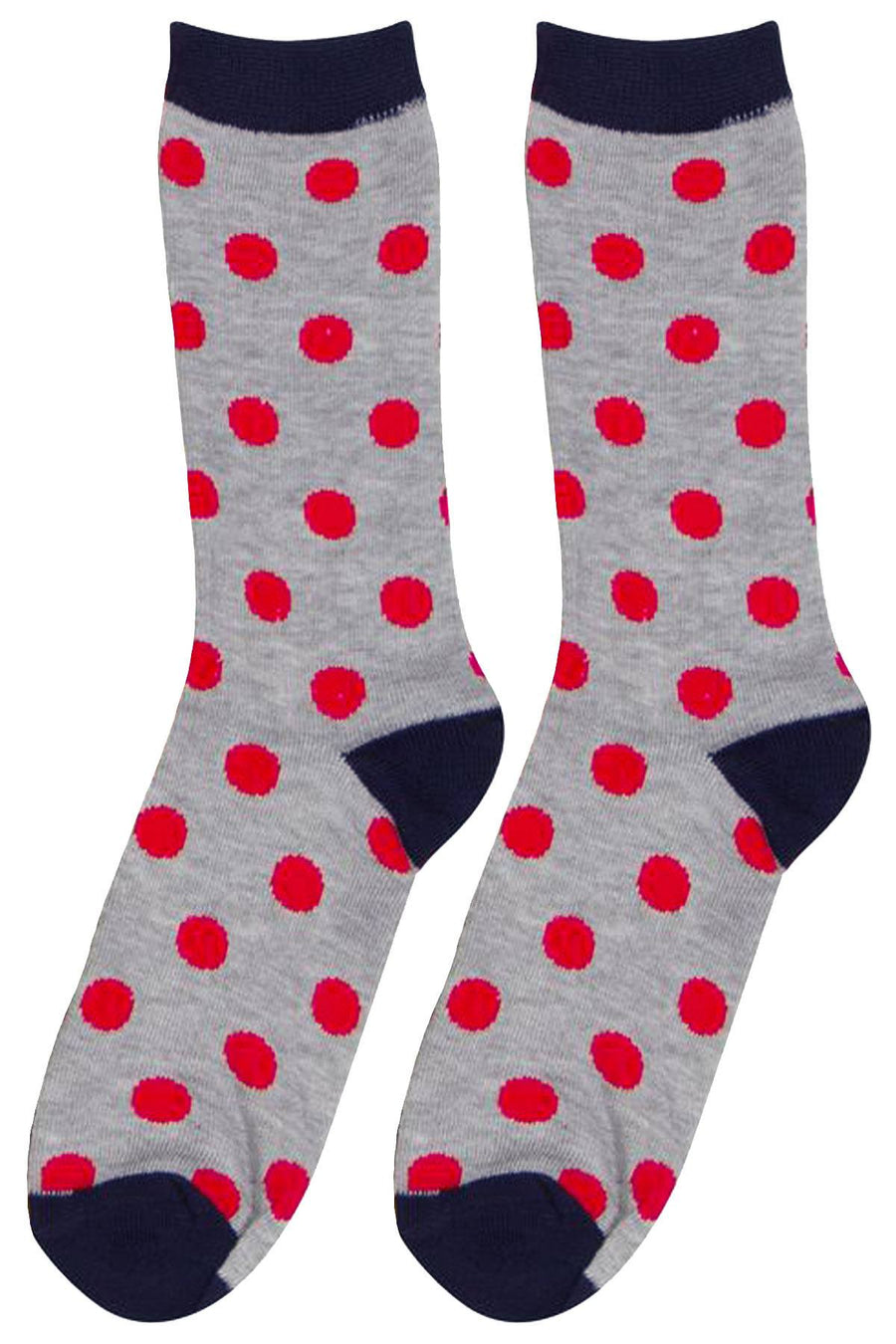 Mamia Grey/Navy/Hot Pink Polka Dot Crew Socks