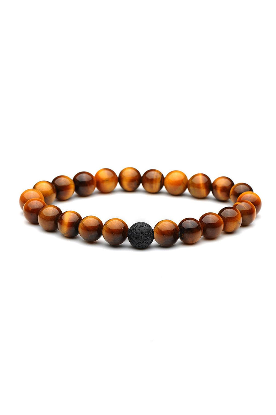 Manipura-Chakra Tigers-Eye/Black Lava-Stone Healing Bracelet