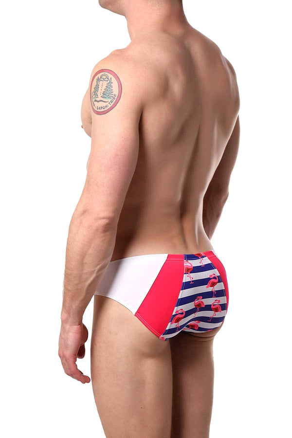 Marco Marco Blue/Hot-Pink Nautical-Panel Swim Brief