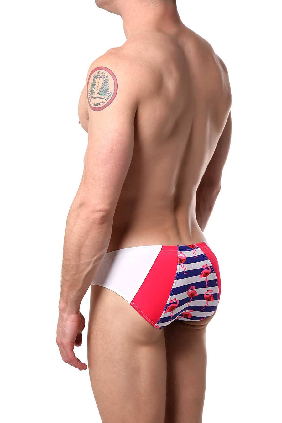 Marco Marco Blue/Hot-Pink Nautical-Panel Swim Brief