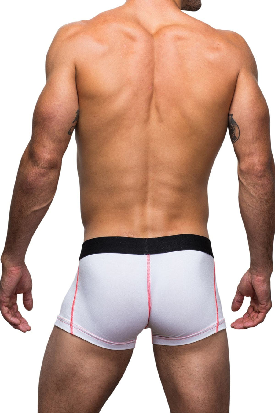 Marco Marco White & Neon Orange Stitched Boxer Trunk