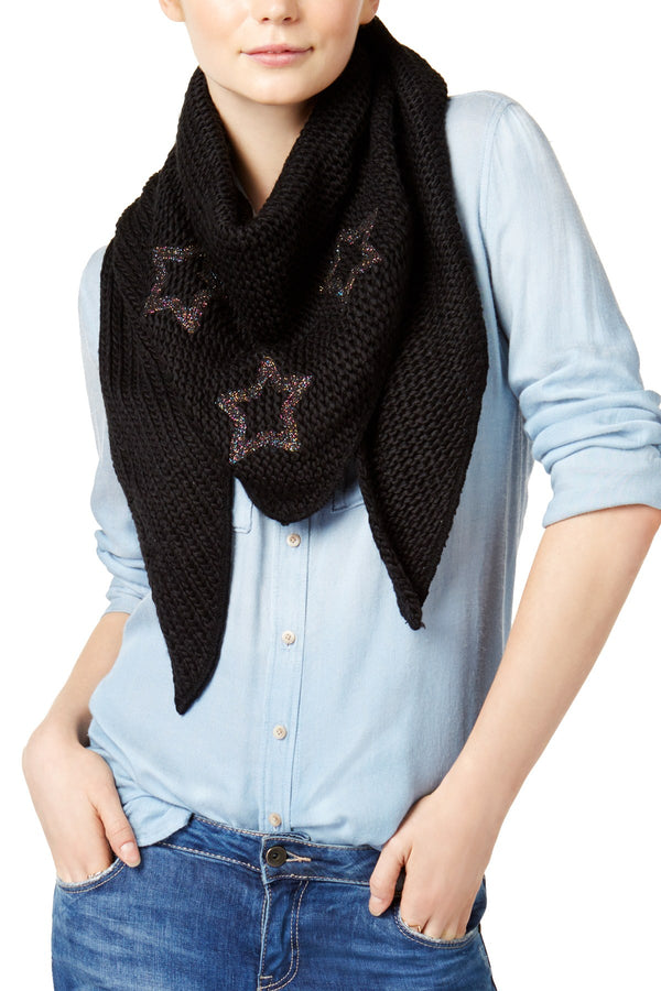 Marcus Adler Black Starstruck Knit Triangle Scarf