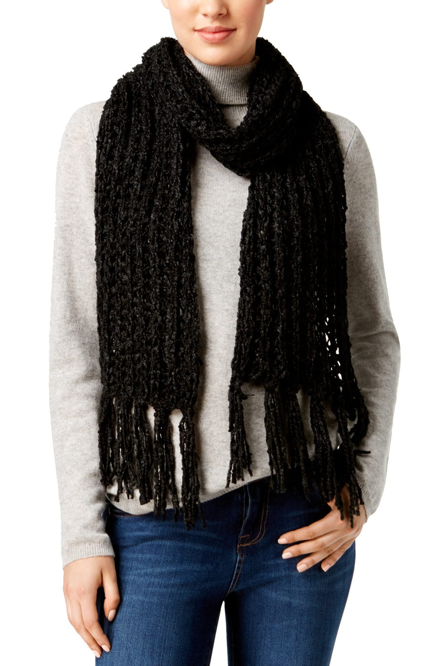 Marcus Adler Black Ultra-Soft Boucle Oblong Scarf