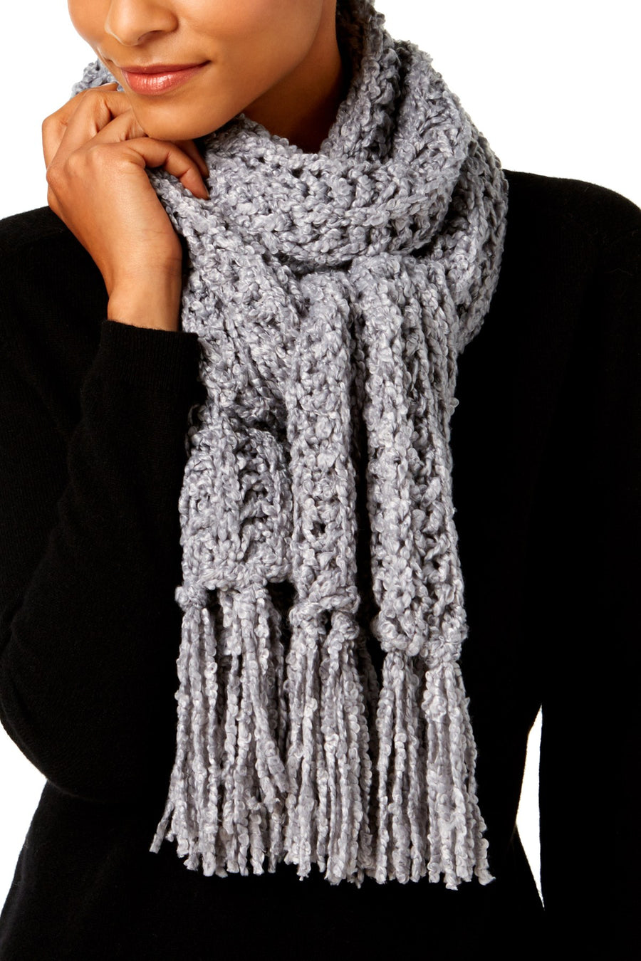 Marcus Adler Grey Ultra-Soft Boucle Oblong Scarf
