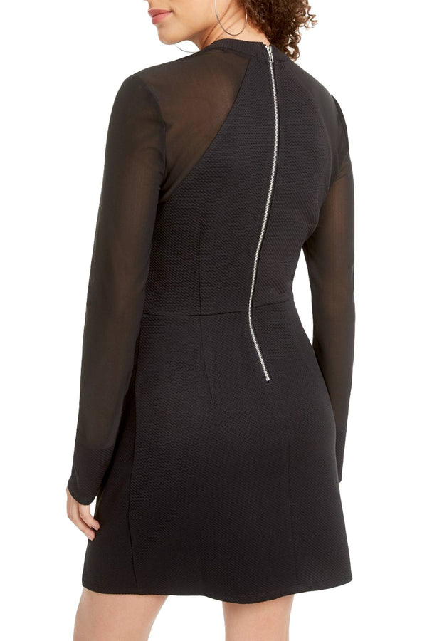 Material Girl Black Junior's Mesh Sleeve Bodycon Dress