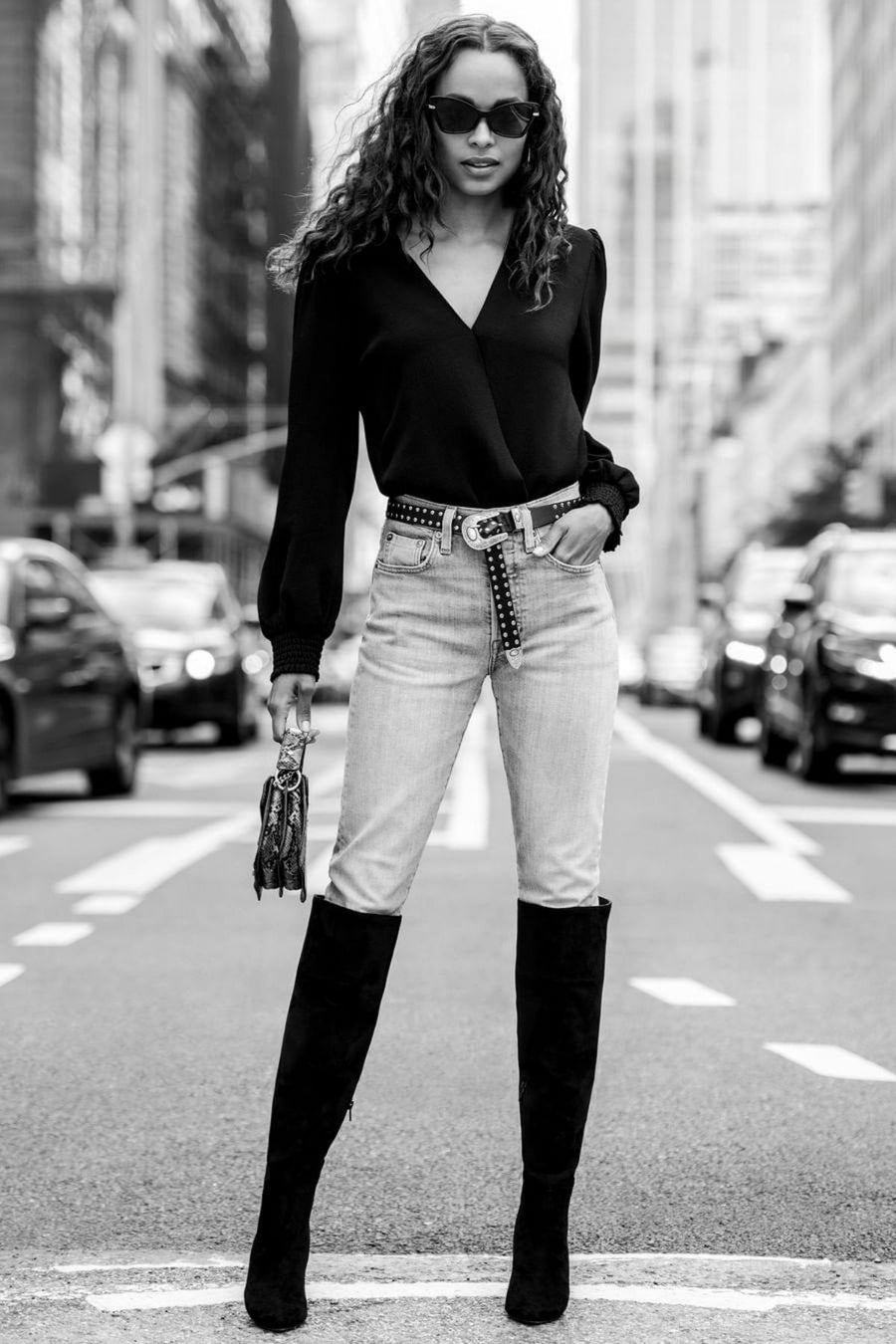 Material Girl Black Juniors' Surplice Bodysuit