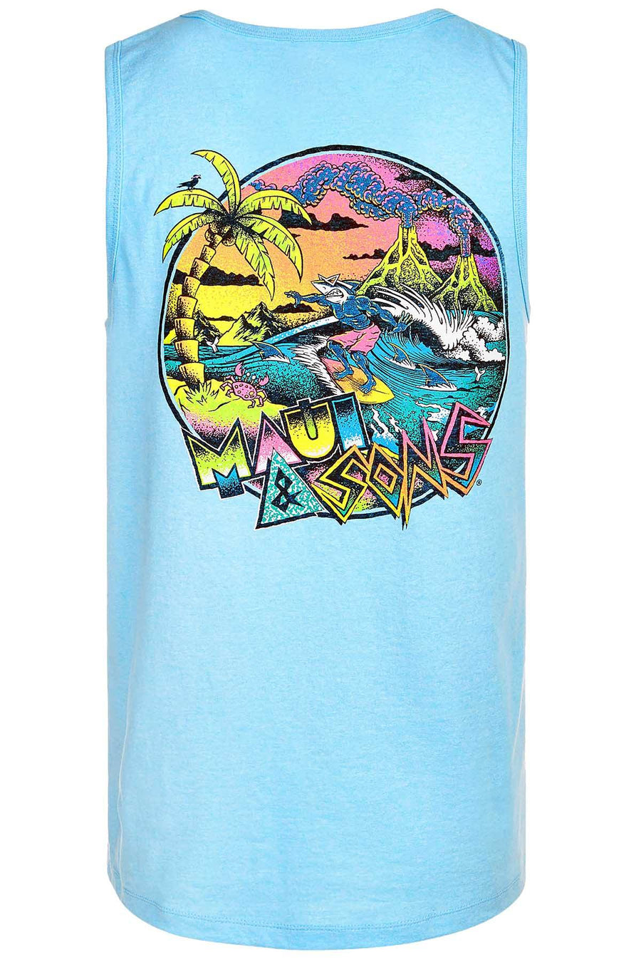 Maui And Sons Blue Sharkman Surf Graphic-Print Tank Top