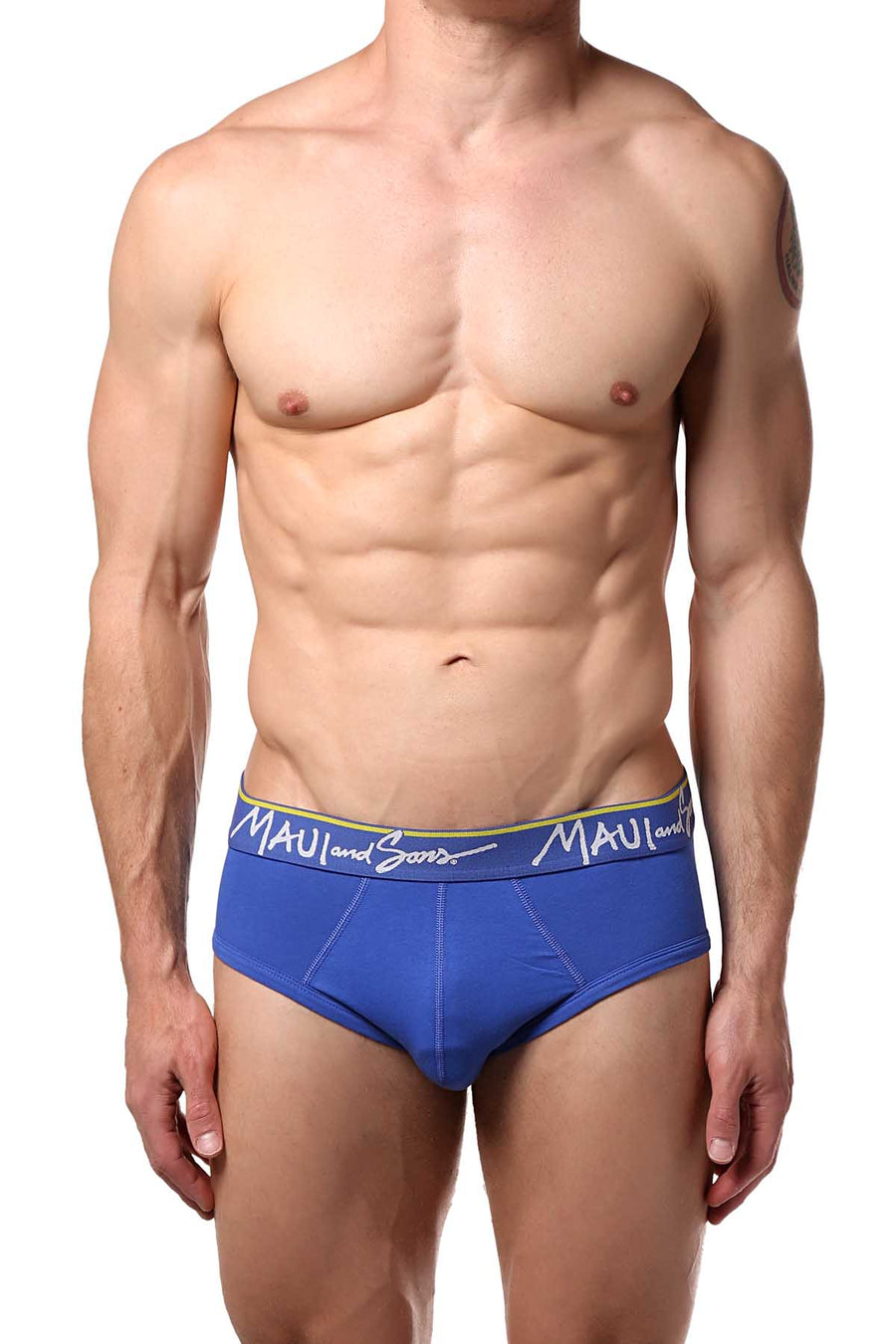 Maui and Sons Blue/Tropical-Fruits Cotton-Stretch Brief 2-Pack