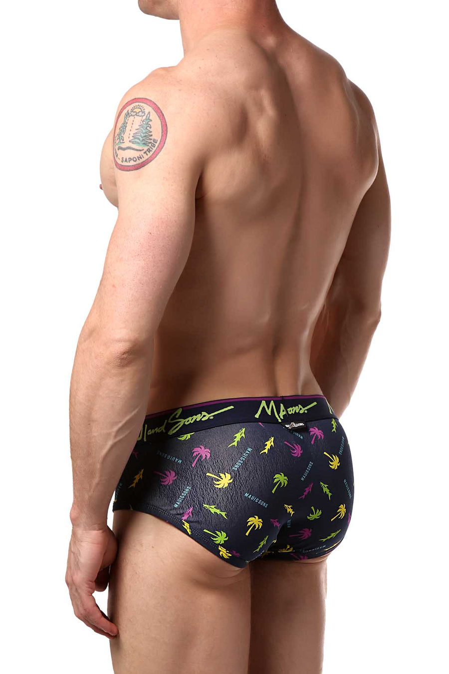 Maui and Sons Purple/Palm-Trees Cotton-Stretch Brief 2-Pack