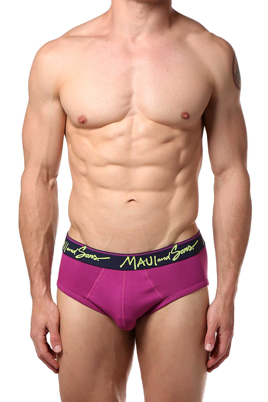 Maui and Sons Purple/Palm-Trees Cotton-Stretch Brief 2-Pack