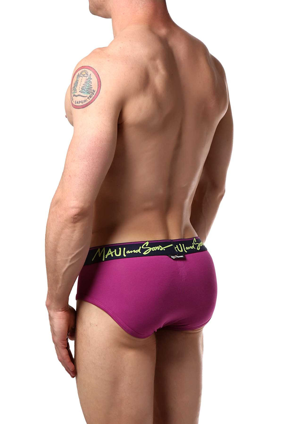 Maui and Sons Purple/Palm-Trees Cotton-Stretch Brief 2-Pack