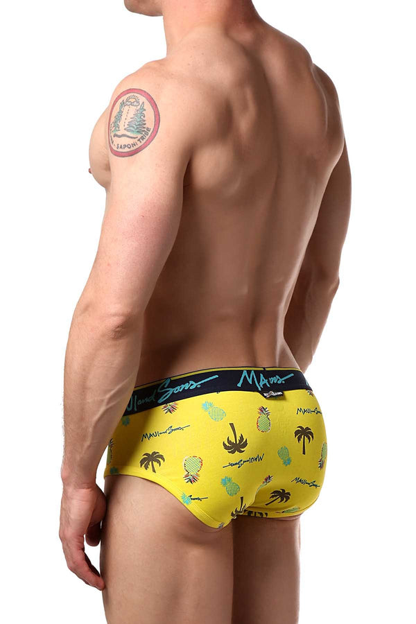 Maui and Sons Scuba-Blue/Pineapple Cotton-Stretch Brief 2-Pack