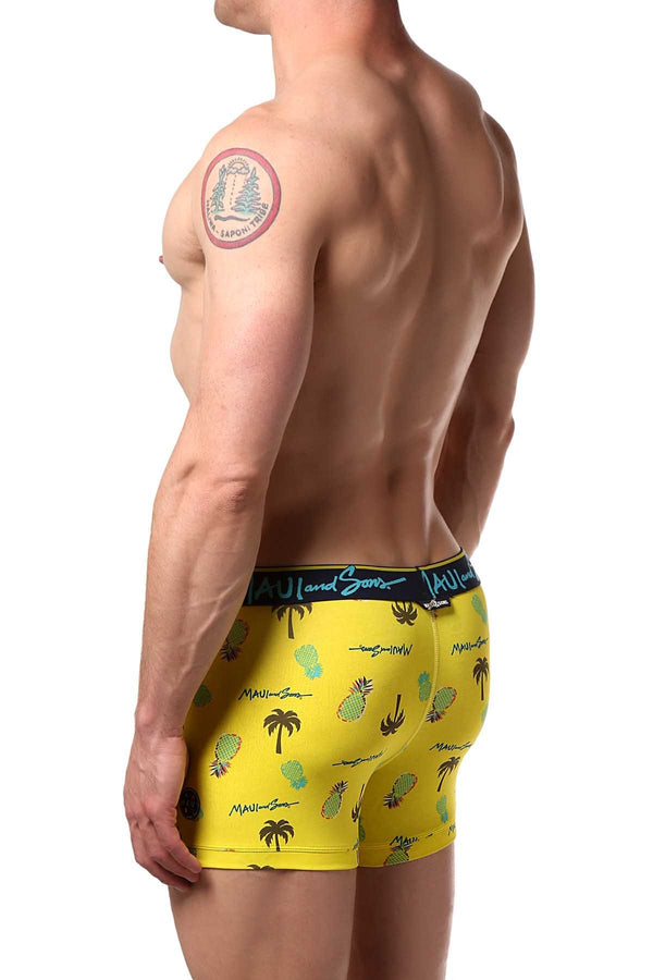 Maui and Sons Scuba-Blue/Pineapple Cotton-Stretch Trunk 2-Pack