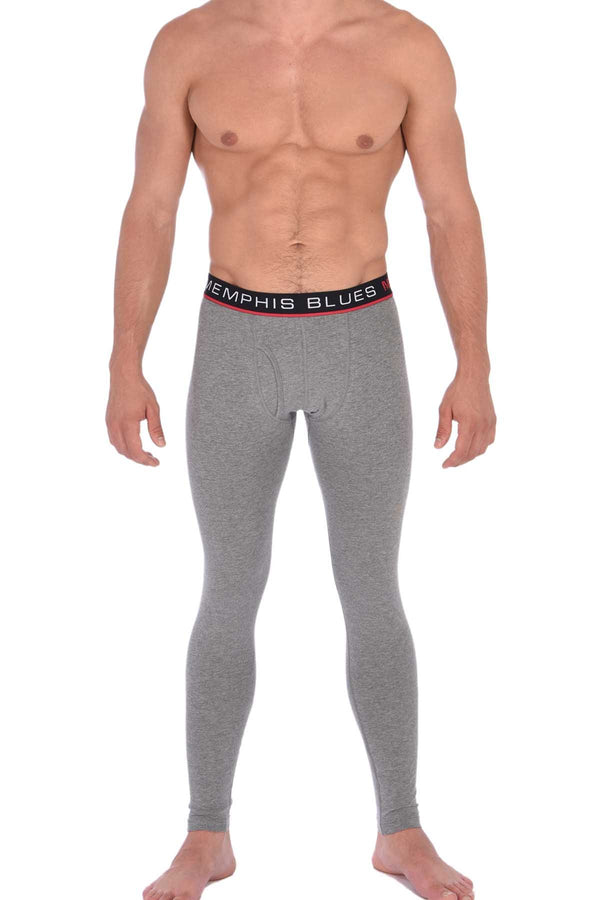Memphis Blues Grey Cotton-Stretch Long Underwear