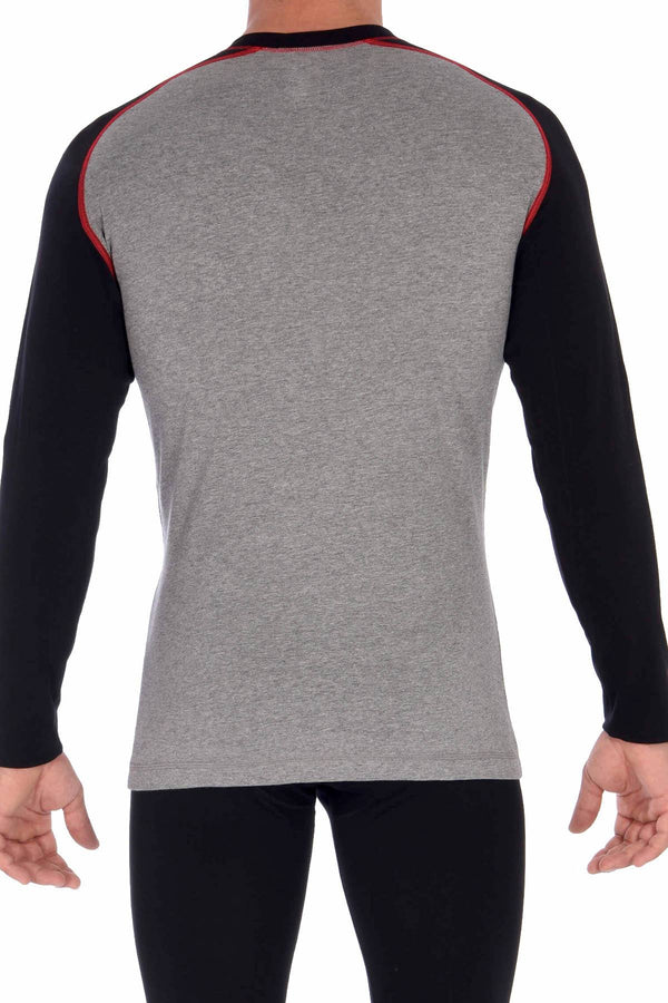 Memphis Blues Heather-Grey/Black Cotton-Stretch L/S Crew-Neck Top