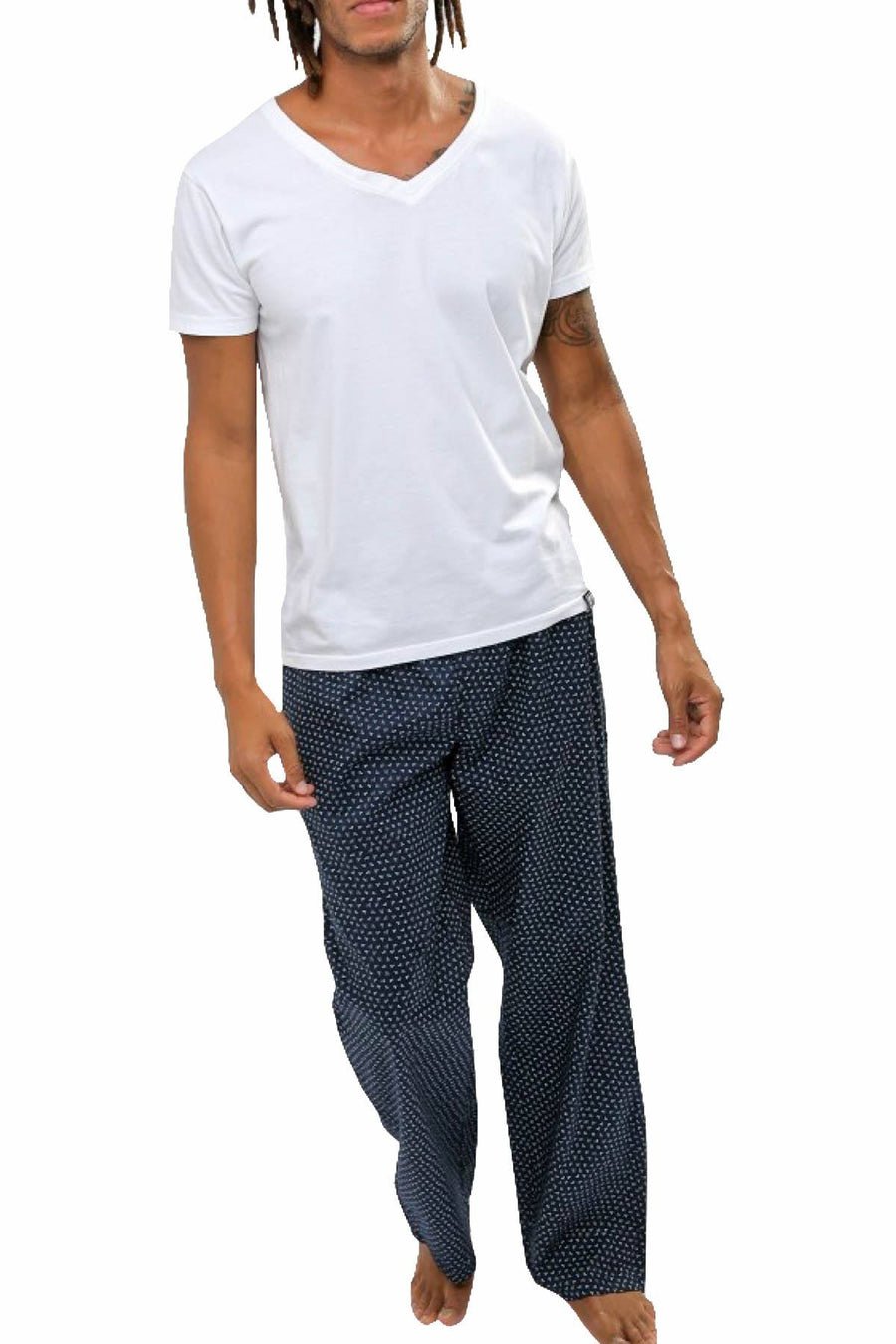 Memphis Blues Navy-Printed Cotton Woven Sleep Pant