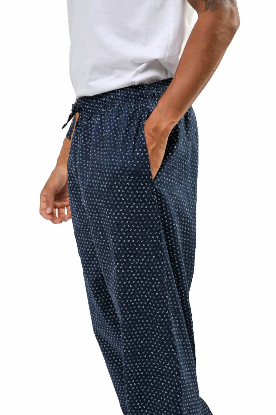 Memphis Blues Navy-Printed Cotton Woven Sleep Pant