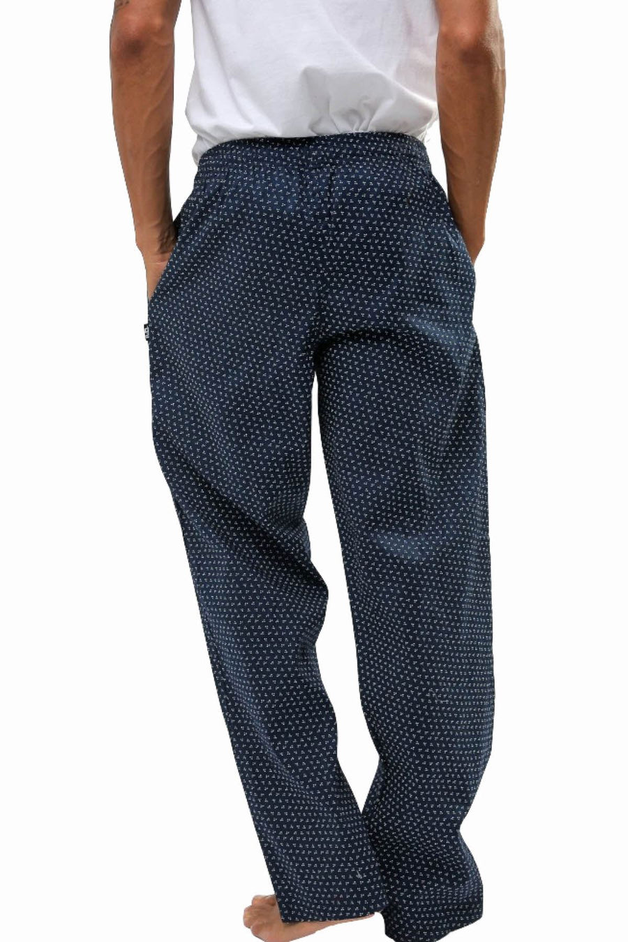 Memphis Blues Navy-Printed Cotton Woven Sleep Pant
