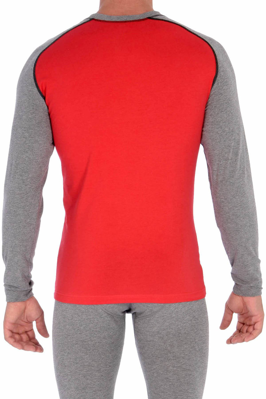 Memphis Blues Red/Grey Cotton-Stretch L/S Crew-Neck Top