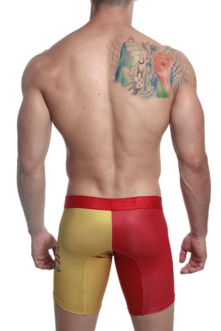 Mensuas Red/Mustard Spain Flag Long Boxer