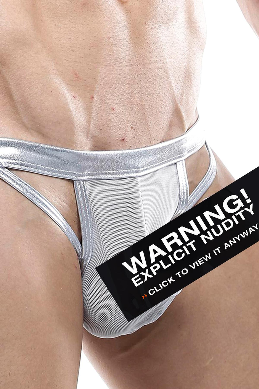 Miami Jock Silver Metallic Open Keyhole Thong