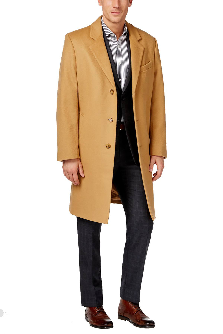 Michael Kors Camel Slim-Fit Madison Cashmere-Blend Overcoat