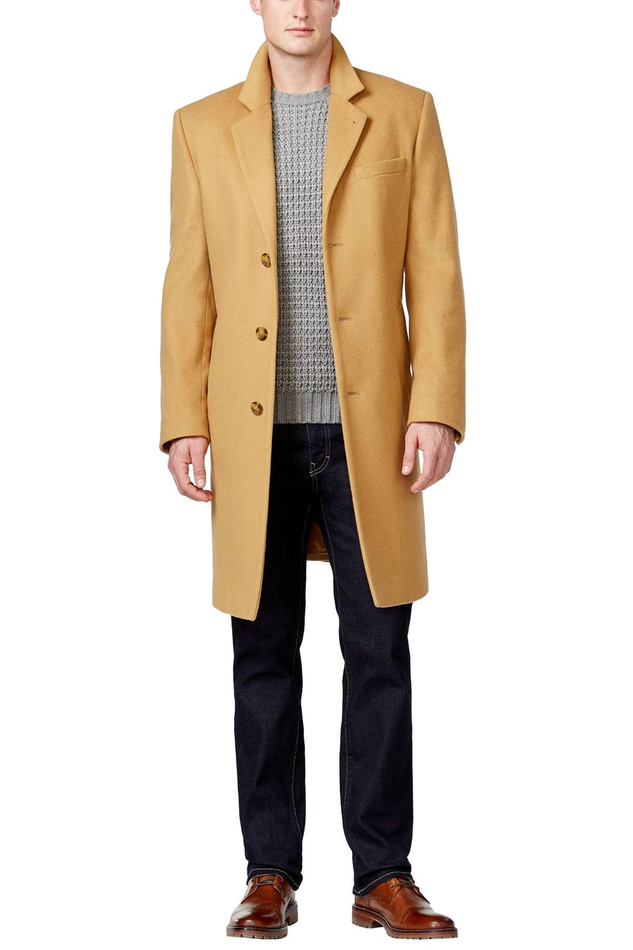 Michael Kors Camel Slim-Fit Madison Cashmere-Blend Overcoat