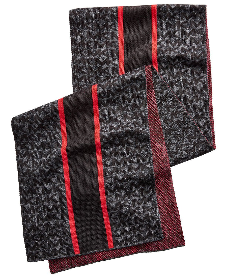 Michael Kors Center Striped Muffler Charcoal