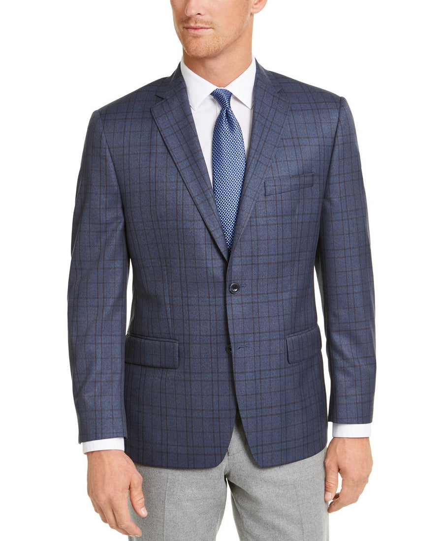 Michael Kors Modern-fit Patterned Blazer Blue