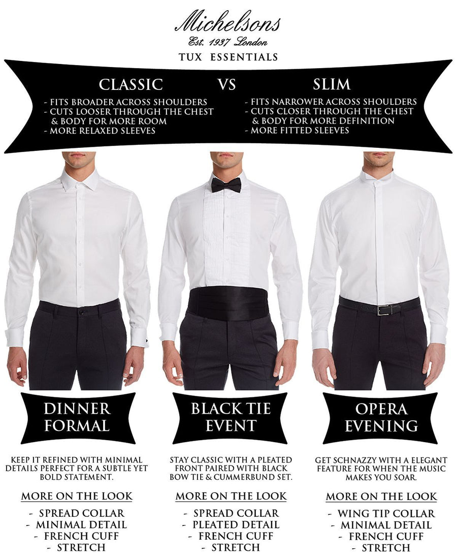Michelsons Of London Classic/regular Fit Stretch Solid French Cuff Tuxedo Shirt White