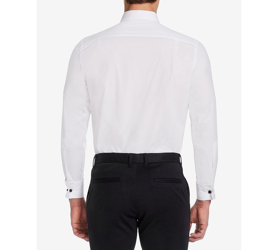 Michelsons Of London Classic/regular Fit Stretch Solid French Cuff Tuxedo Shirt White