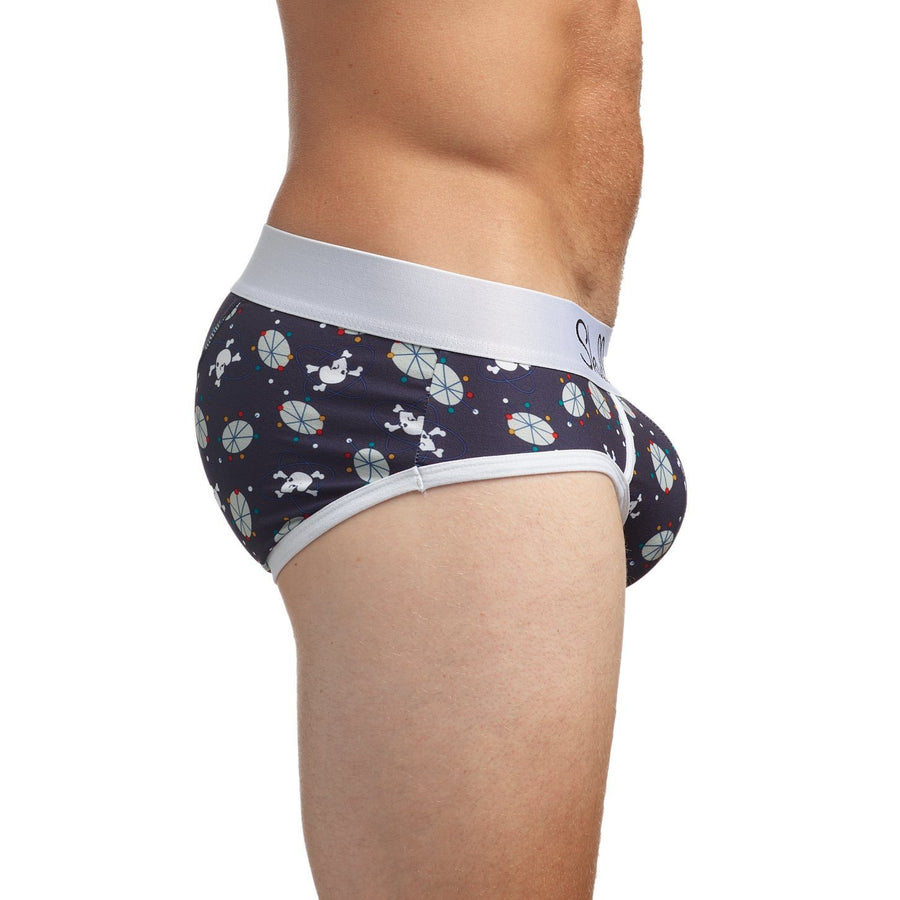 Mid-Century Modern Print Brief in Navy