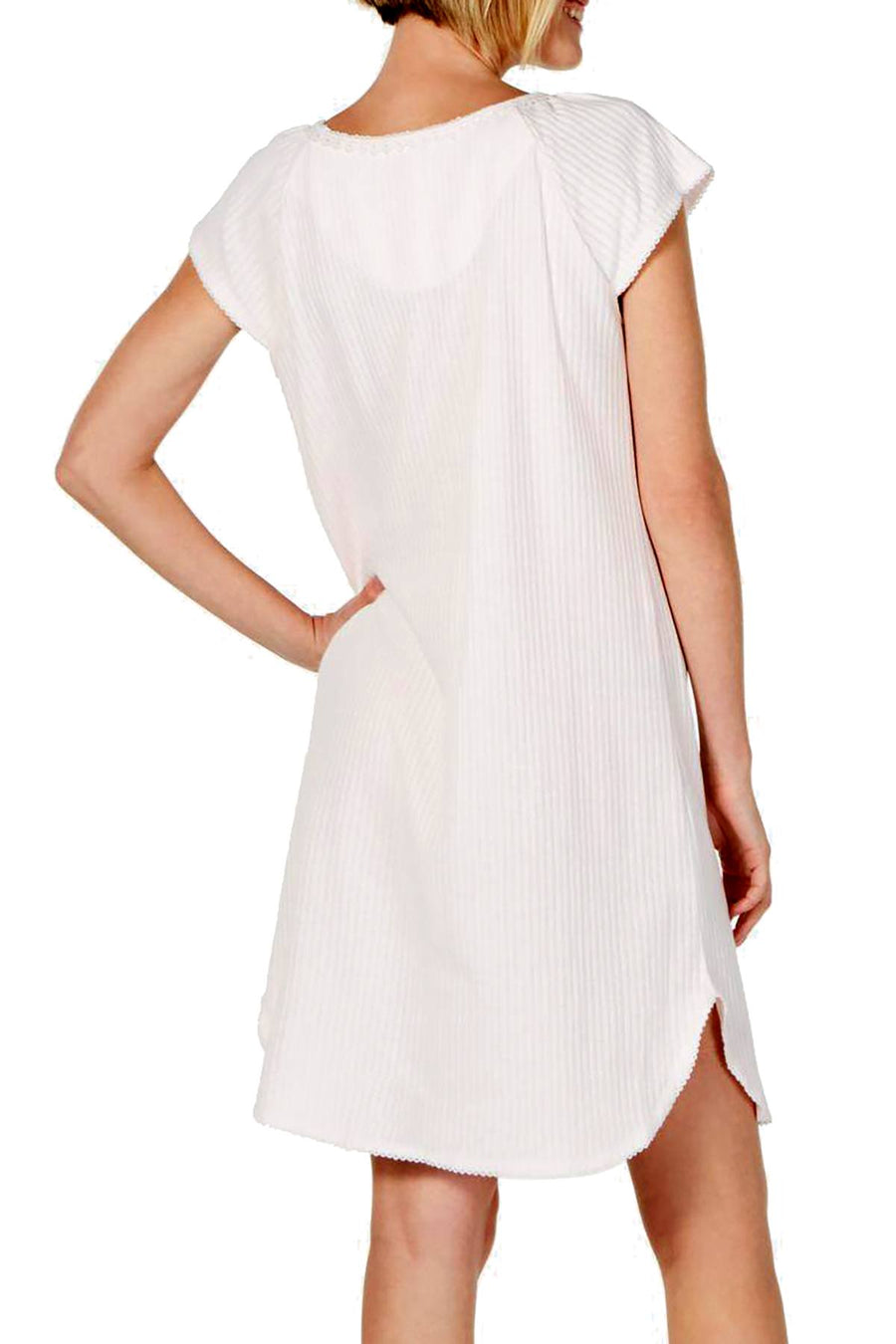 Miss Elaine Embroidered Smocking Trim Nightgown in Pink