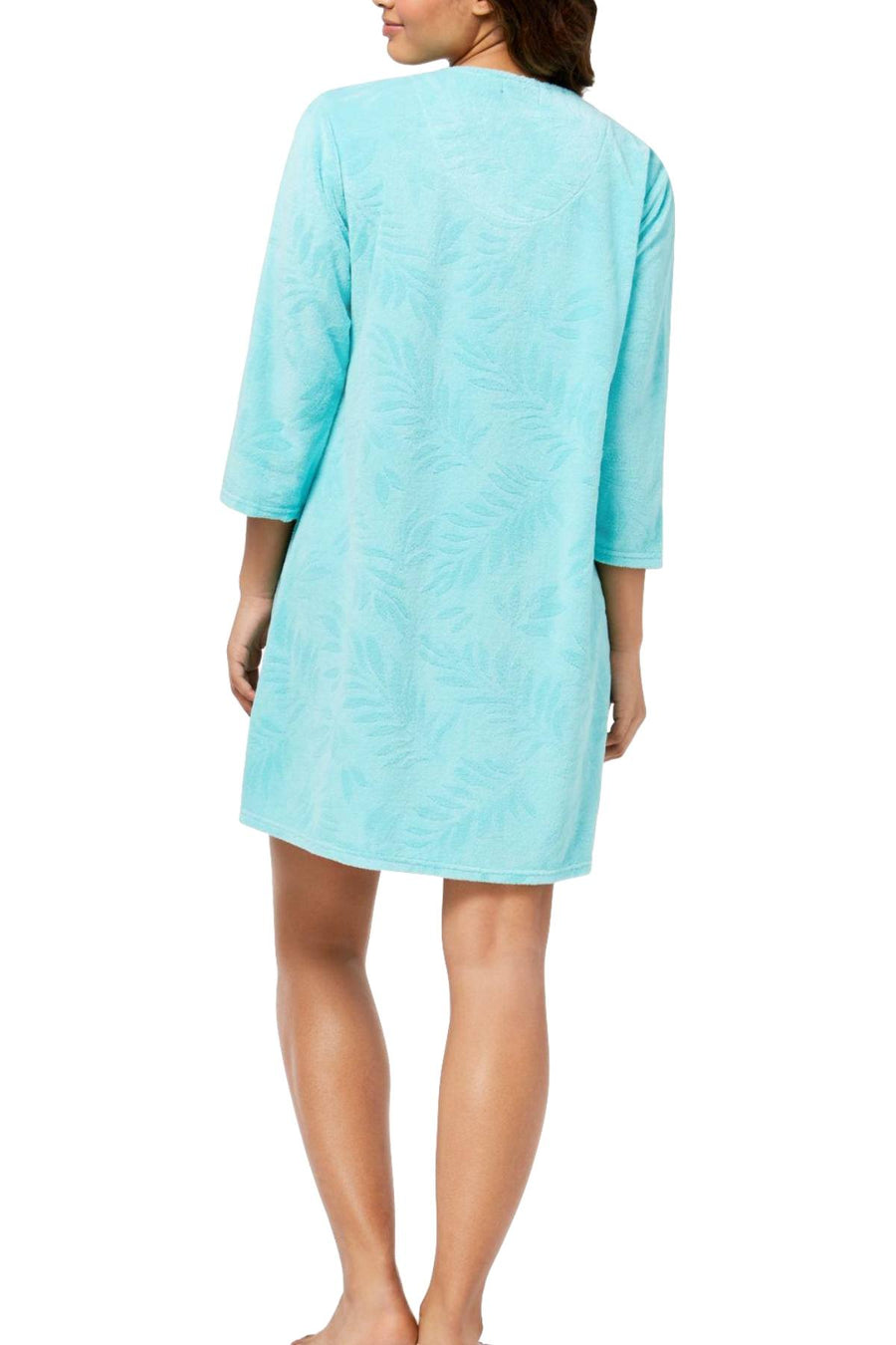 Miss Elaine Mint Terry-Knit Short Robe