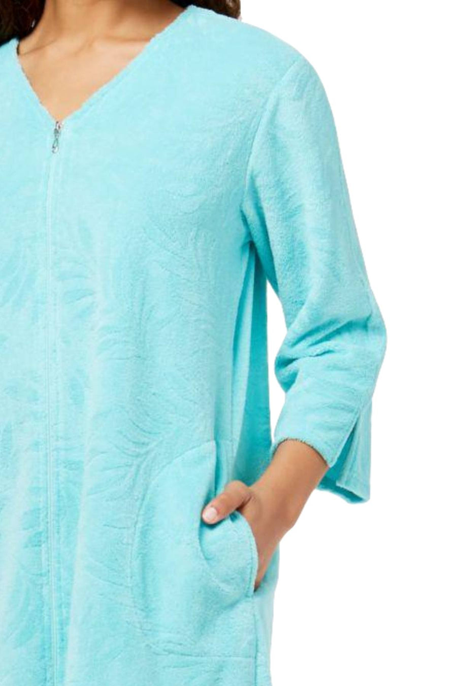 Miss Elaine Mint Terry-Knit Short Robe