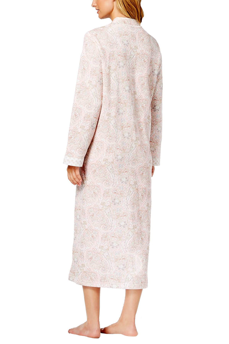 Miss Elaine Neutral Paisley Knit Zip Robe
