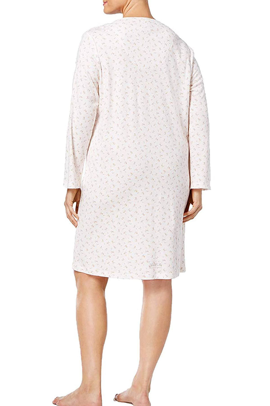 Miss Elaine PLUS Neutral-Rosebuds Printed Nightgown