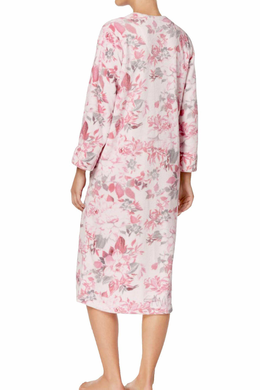 Miss Elaine Pink-Floral Printed Fleece Robe