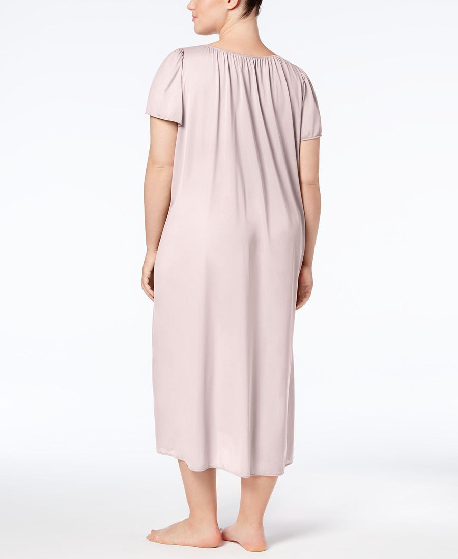 Miss Elaine Plus Tricot Flutter Sleeve Long Gown Pink